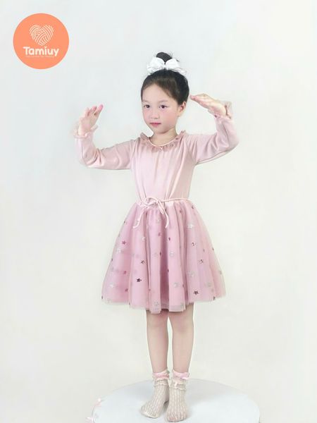  Đầm Múa Bale Bé Gái Tamiuy Xoè Tròn 360 Độ ,Váy Tay Dài Màu Hồng Dễ Thương 