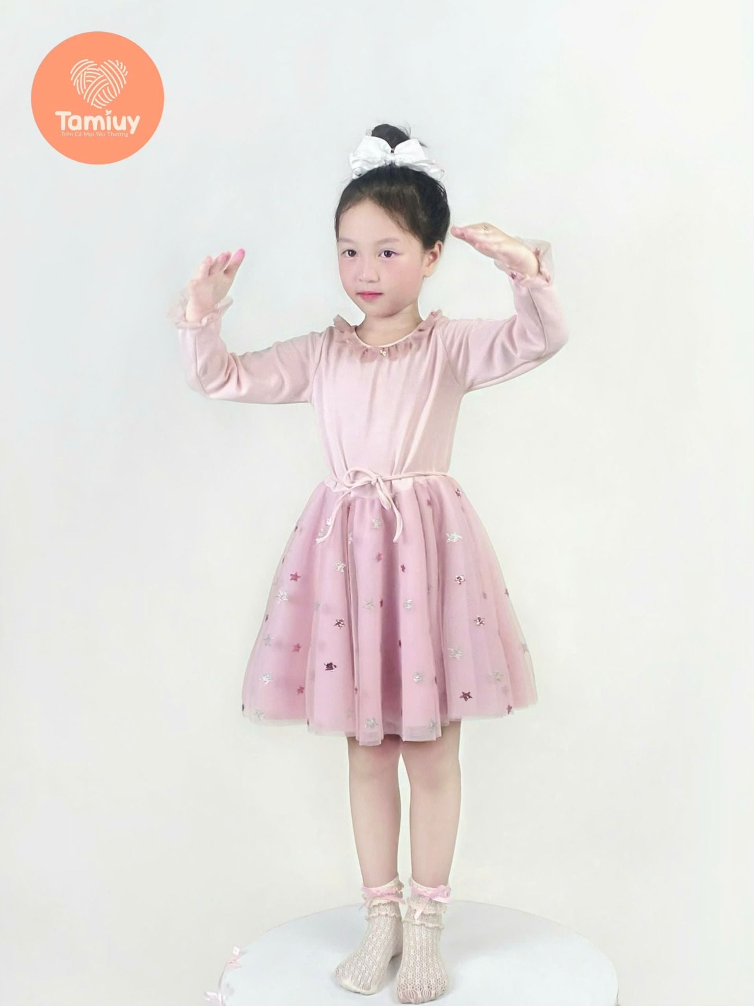  Đầm Múa Bale Bé Gái Tamiuy Xoè Tròn 360 Độ ,Váy Tay Dài Màu Hồng Dễ Thương 
