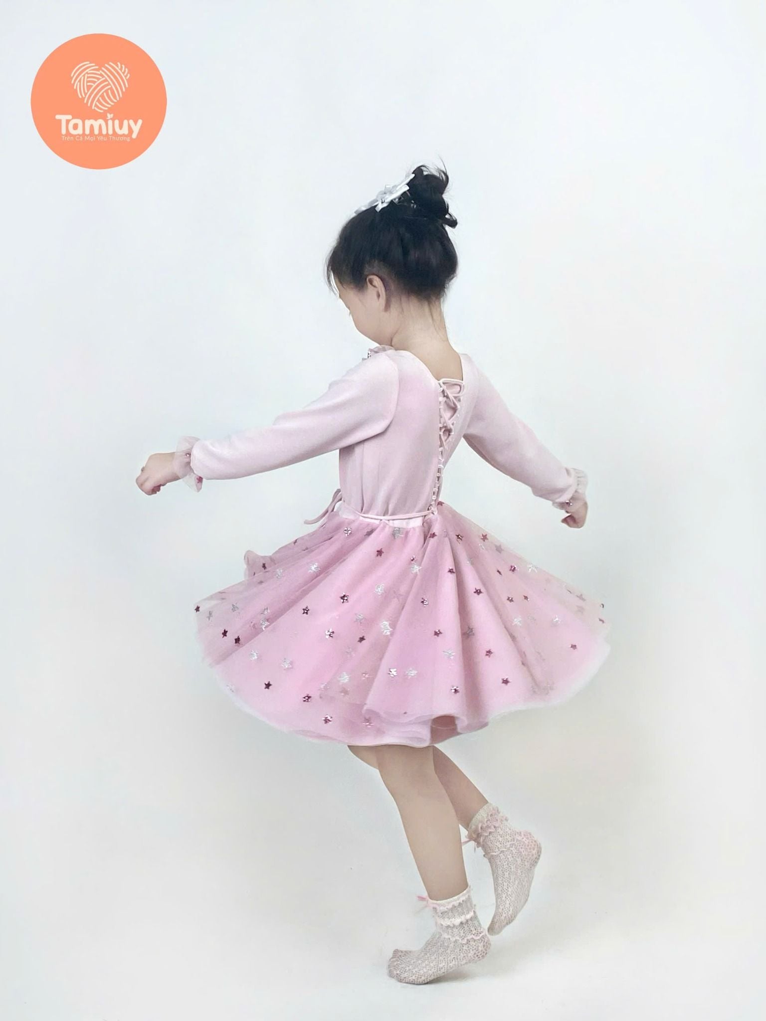  Đầm Múa Bale Bé Gái Tamiuy Xoè Tròn 360 Độ ,Váy Tay Dài Màu Hồng Dễ Thương 