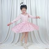  Đầm Múa Bale Bé Gái Tamiuy Xoè Tròn 360 Độ ,Váy Tay Dài Màu Hồng Dễ Thương 