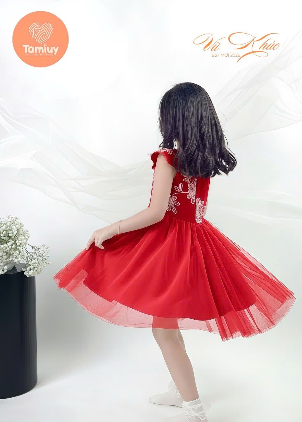  Đầm Bé Gái  Tamiuy Tùng Xoè 360 Độ ,Váy Dự Tiệc Trắng Kem Thiết Kế Tiểu Thư 