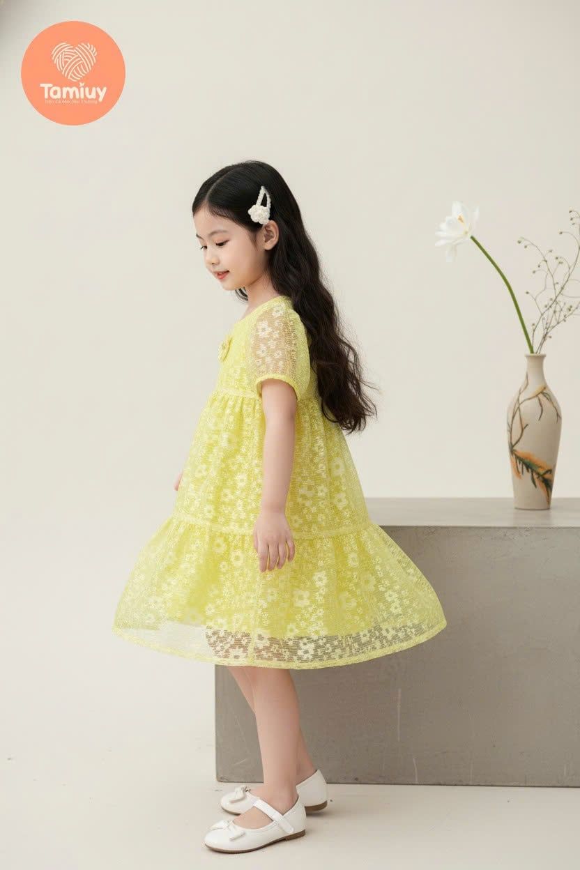  Đầm Xòe BaBy Doll Tamiuy Xẻ Tim Sau Nhiều Màu Sắc Dành CHo Bé TỪ 10 -38 kg 