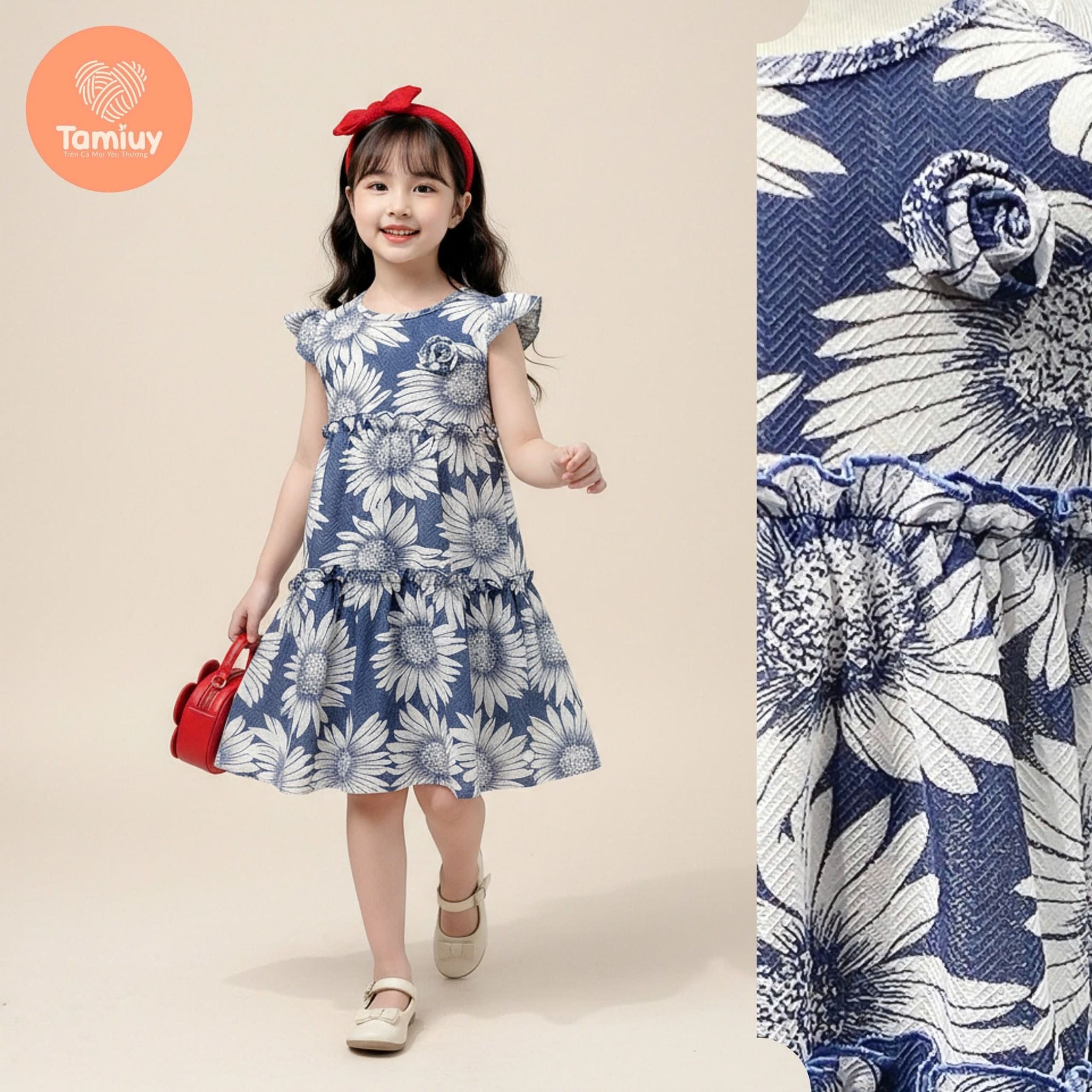  Đầm Babydoll Hoa Hướng Dương Bé Gái Tamiuy Nhiều Size (1-10T) 