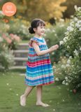  Đầm Cổ Yếm Dập Ly Tamiuy Voan Mềm Mại, Hoạ Tiết Cầu Vồng (1-10T) 