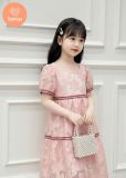  Đầm Babydoll Bé Gái Cổ Vuông Họa Tiết Hoa TAMIUY, Dáng Xòe Nhẹ, Thanh Lịch (Size 2–12 tuổi) 