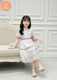  Đầm Babydoll Bé Gái Cổ Vuông Họa Tiết Hoa TAMIUY, Dáng Xòe Nhẹ, Thanh Lịch (Size 2–12 tuổi) 