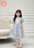  Đầm Babydoll Bé Gái Cổ Vuông Họa Tiết Hoa TAMIUY, Dáng Xòe Nhẹ, Thanh Lịch (Size 2–12 tuổi) 