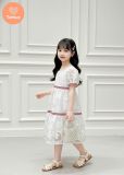  Đầm Babydoll Bé Gái Cổ Vuông Họa Tiết Hoa TAMIUY, Dáng Xòe Nhẹ, Thanh Lịch (Size 2–12 tuổi) 