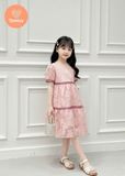  Đầm Babydoll Bé Gái Cổ Vuông Họa Tiết Hoa TAMIUY, Dáng Xòe Nhẹ, Thanh Lịch (Size 2–12 tuổi) 