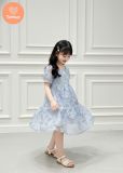  Đầm Babydoll Bé Gái Cổ Vuông Họa Tiết Hoa TAMIUY, Dáng Xòe Nhẹ, Thanh Lịch (Size 2–12 tuổi) 