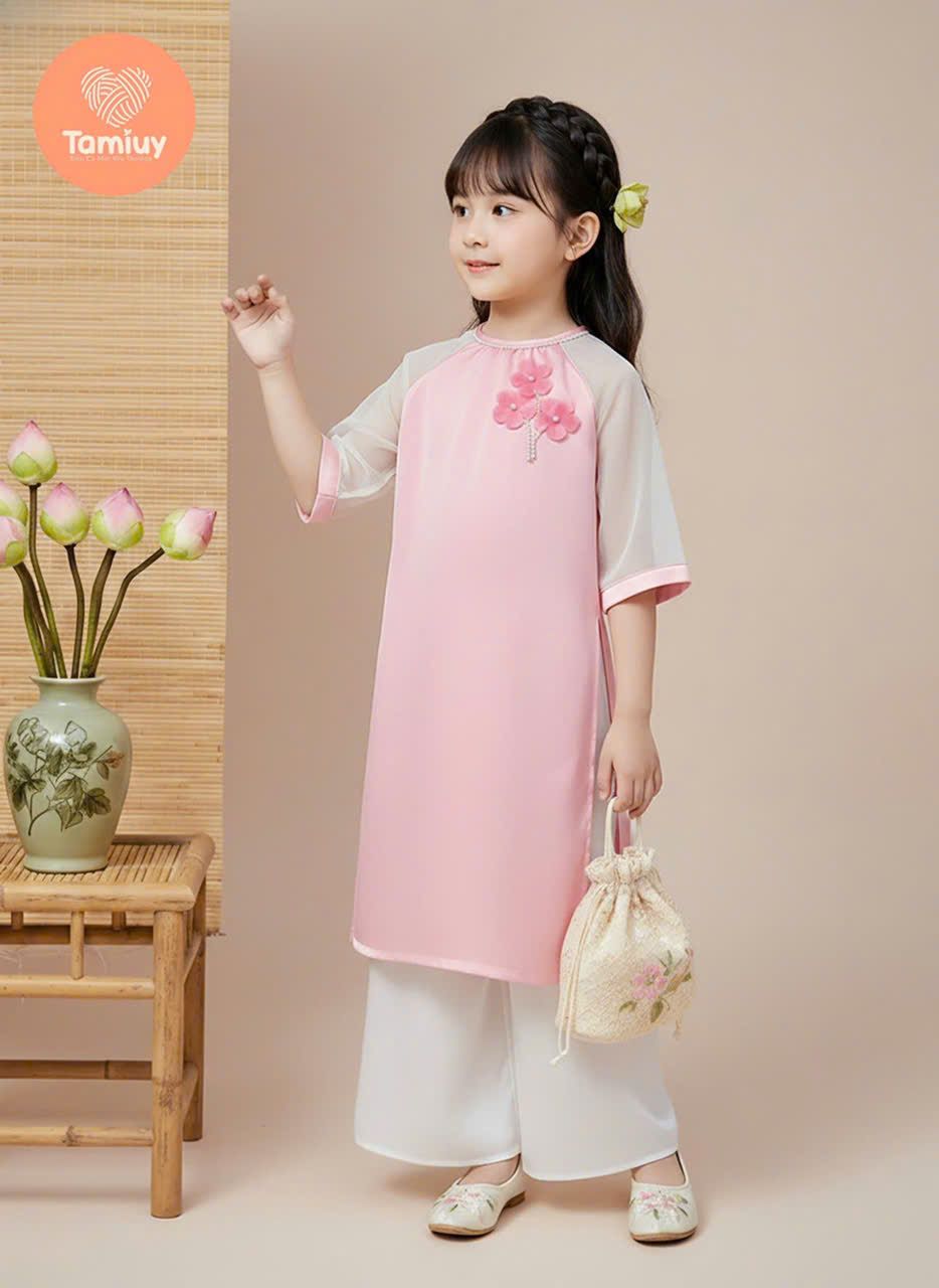  TAMIUY- Áo Dài Cách Tân Ngọc Xuân Chất Lụa Satinh Cao Cấp 