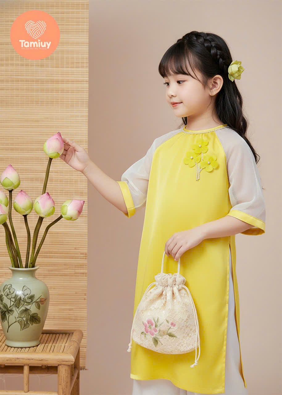  TAMIUY- Áo Dài Cách Tân Ngọc Xuân Chất Lụa Satinh Cao Cấp 