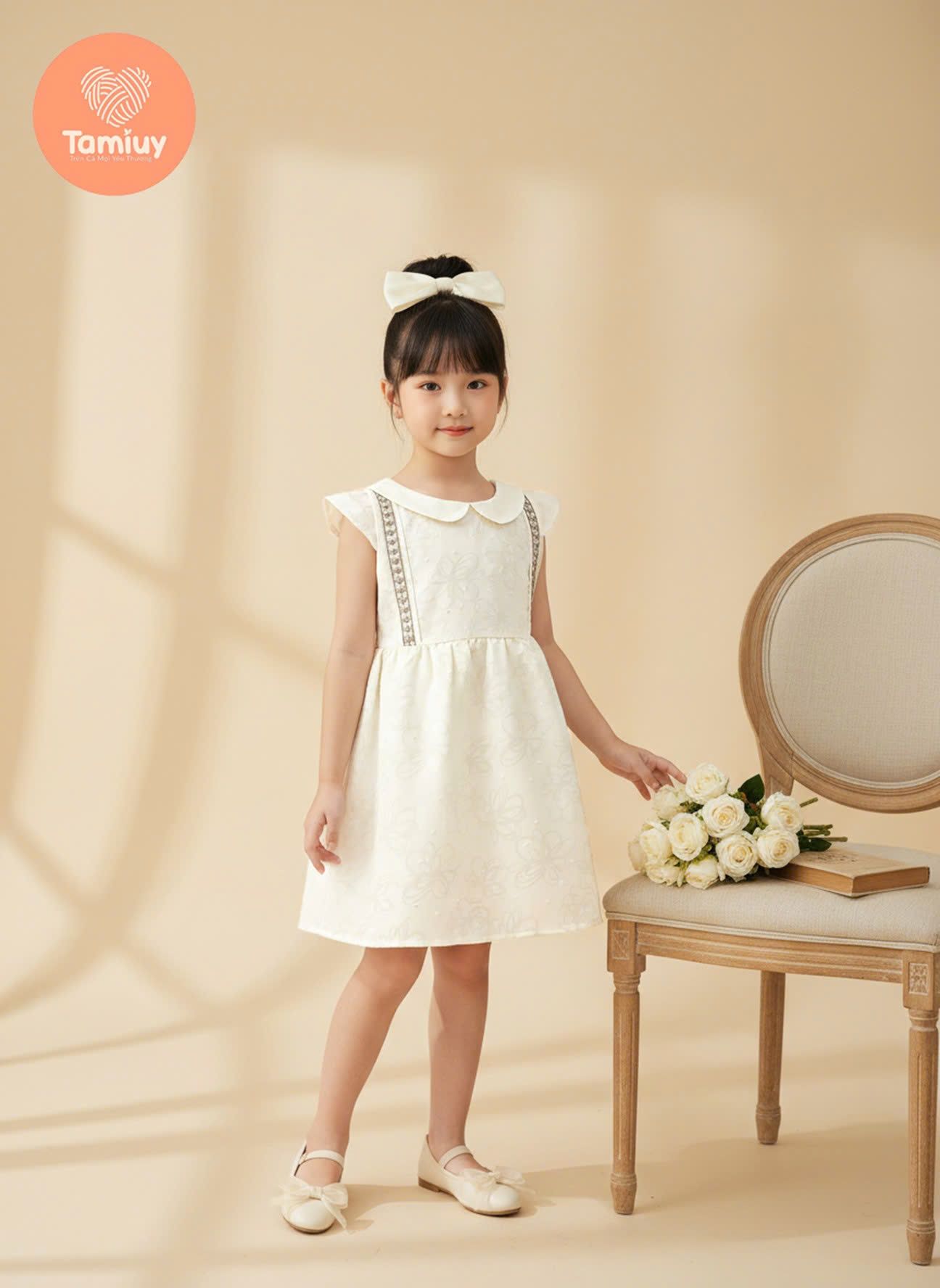  Đầm Xoè Xếp Ly Bé Gái Tamiuy Màu Xanh Danh Cho Bé 10-38 kg 