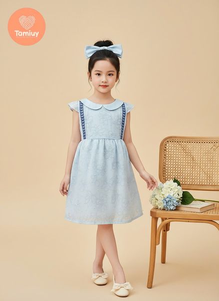  Đầm Xoè Xếp Ly Bé Gái Tamiuy Màu Xanh Danh Cho Bé 10-38 kg 