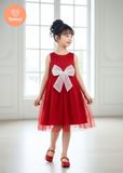  Đầm Bé Gái Công Chúa Đỏ Phối Nơ Lớn TAMIUY – Váy Bé Gái Lưới Xòe Dự Tiệc, Sinh Nhật Size 2-12 