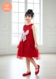  Đầm Bé Gái Công Chúa Đỏ Phối Nơ Lớn TAMIUY – Váy Bé Gái Lưới Xòe Dự Tiệc, Sinh Nhật Size 2-12 