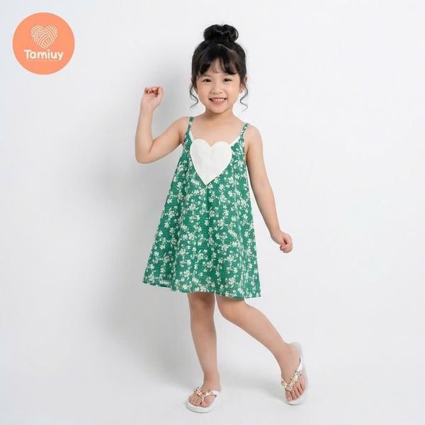  Đầm Yếm Tamiuy 2 Dây Trái Tim Bé Gái Cho Bé từ 10-38 kg 