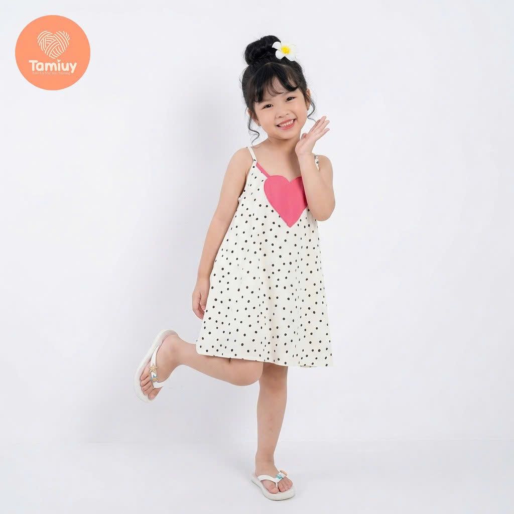 Đầm Yếm Tamiuy 2 Dây Trái Tim Bé Gái Cho Bé từ 10-38 kg 