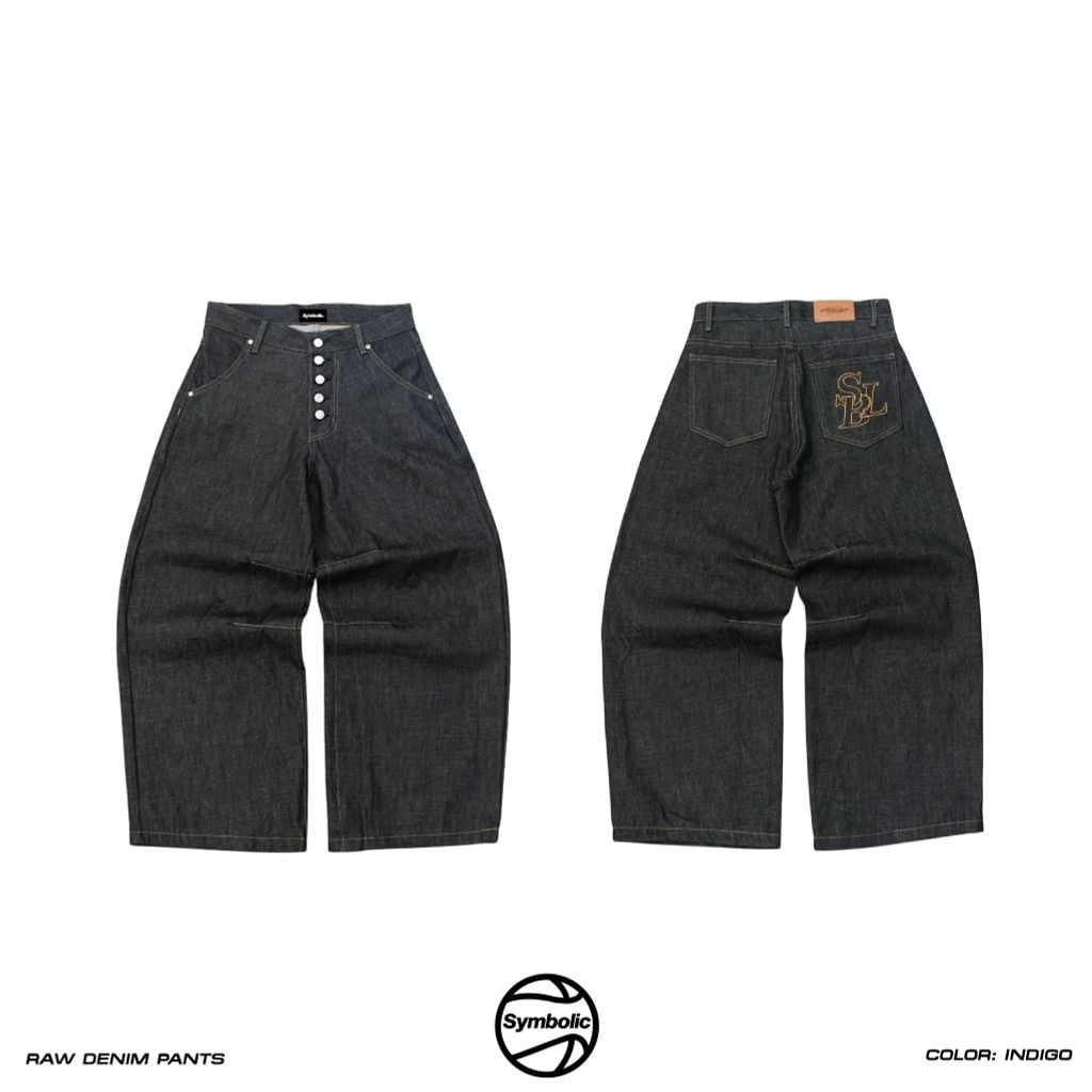 SYMBOLIC® BUTTON RAW DENIM PANTS INDIGO