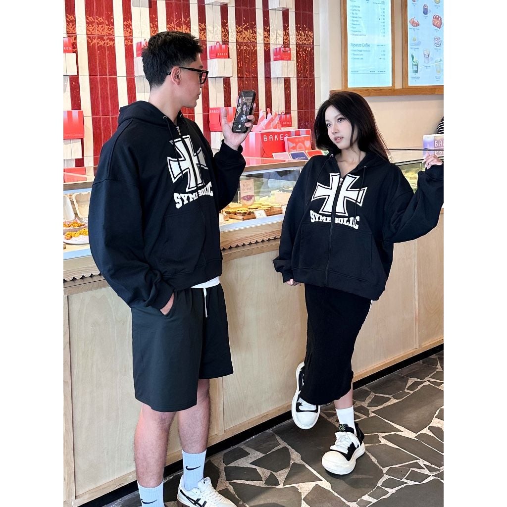 Symbolic Cross Hoodie Zip Jacket