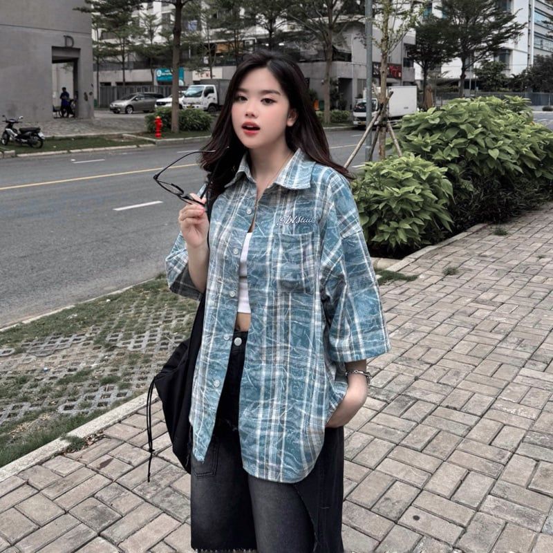 Áo sơmi Flannel washes Shirt tay ngắn Symbolic