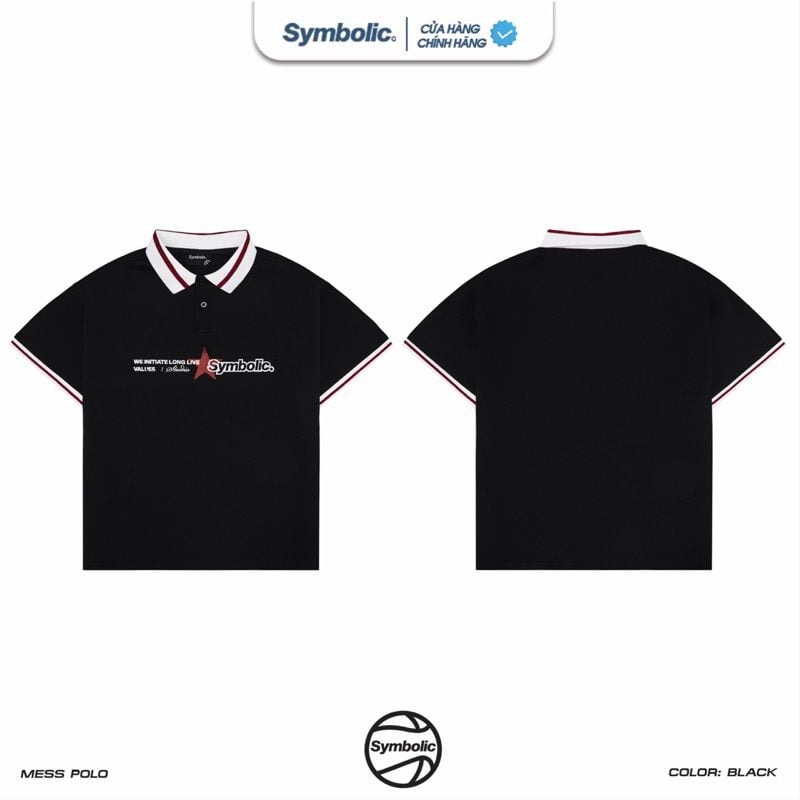 Symbolic Mess Polo áo Polo ngắn tay phối viền