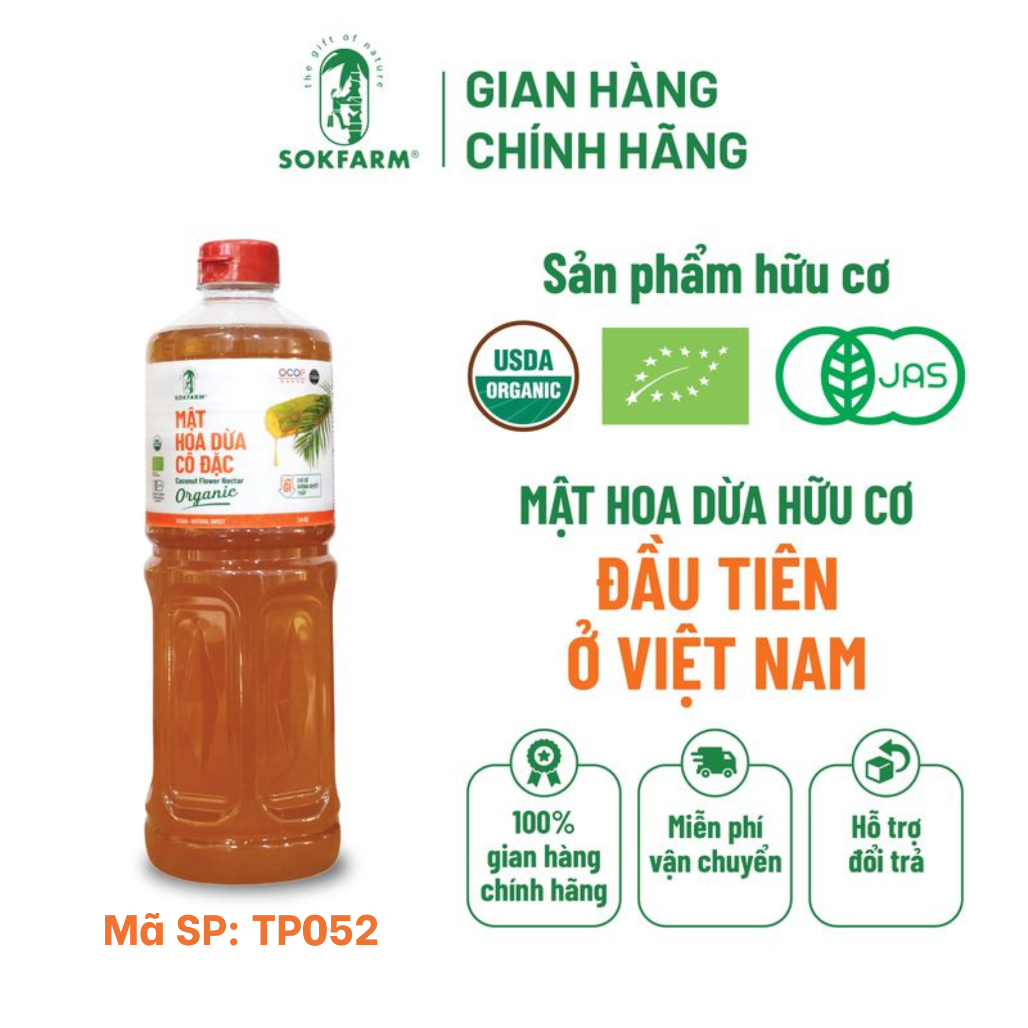 Mật hoa dừa cô đặc Organic Sokfarm 1,4kg