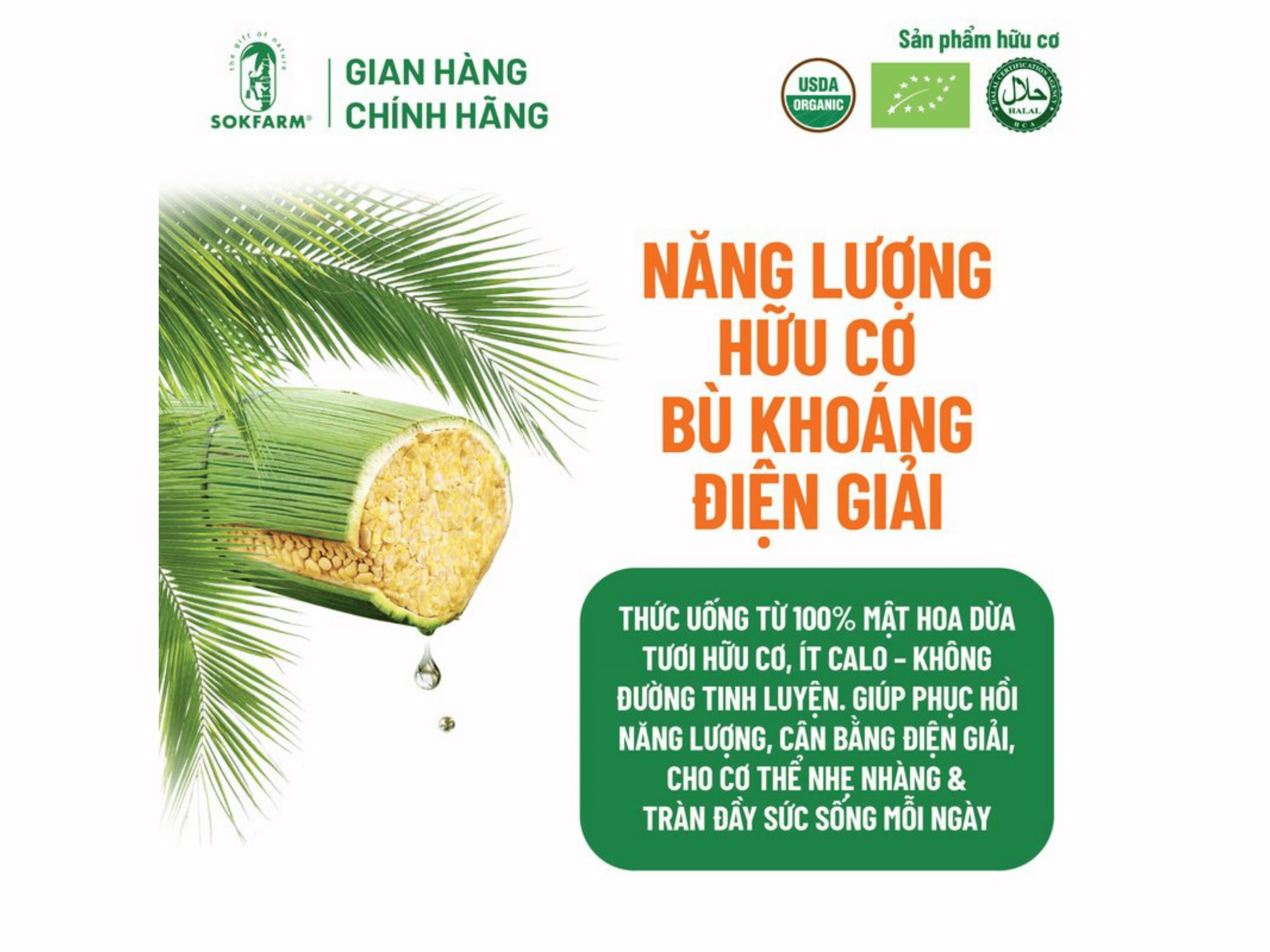 [COMBO 6 HỘP - Tặng túi giữ nhiệt] Mật hoa dừa tươi Organic Sokfarm 330ml - UHT Single