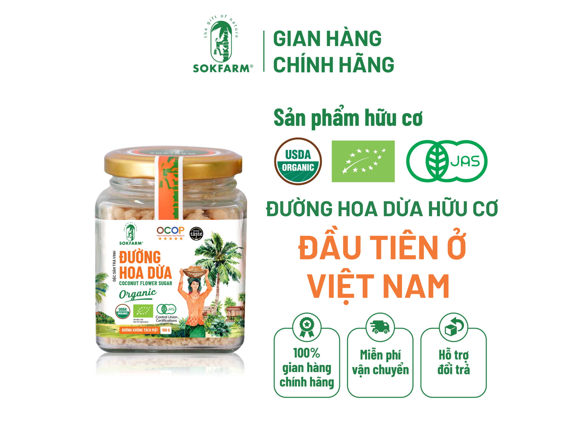 Đường hoa dừa Organic Sokfarm 150g