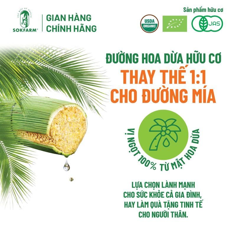 Đường hoa dừa Organic Sokfarm 5kg