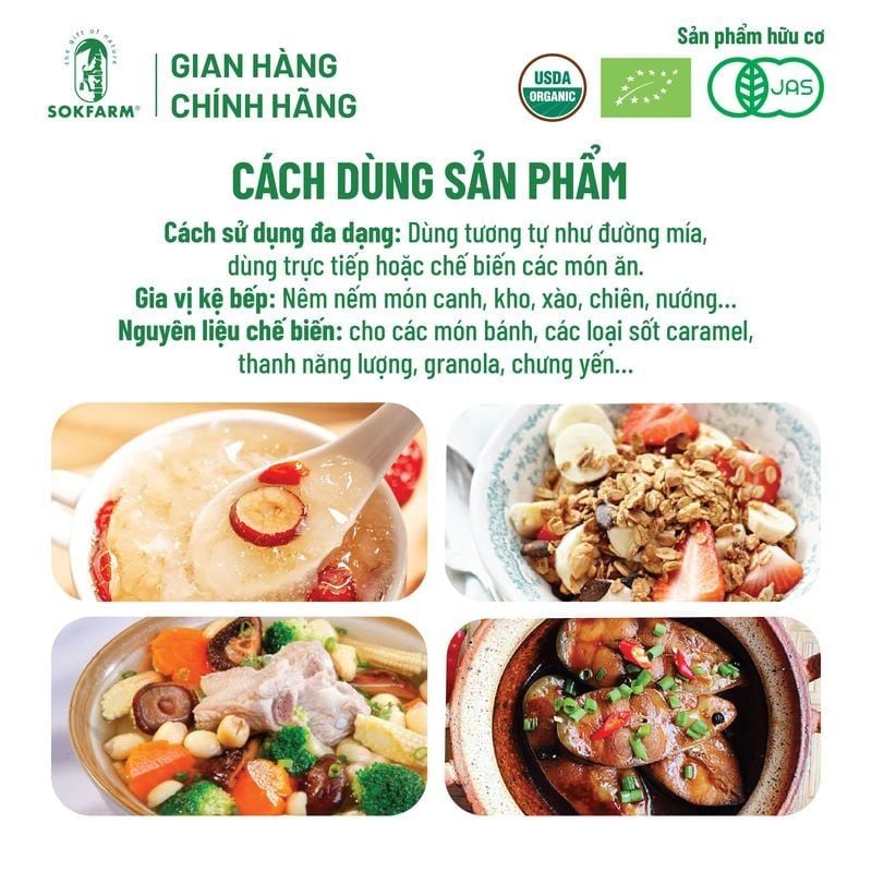 Đường hoa dừa hữu cơ Sokfarm 300g