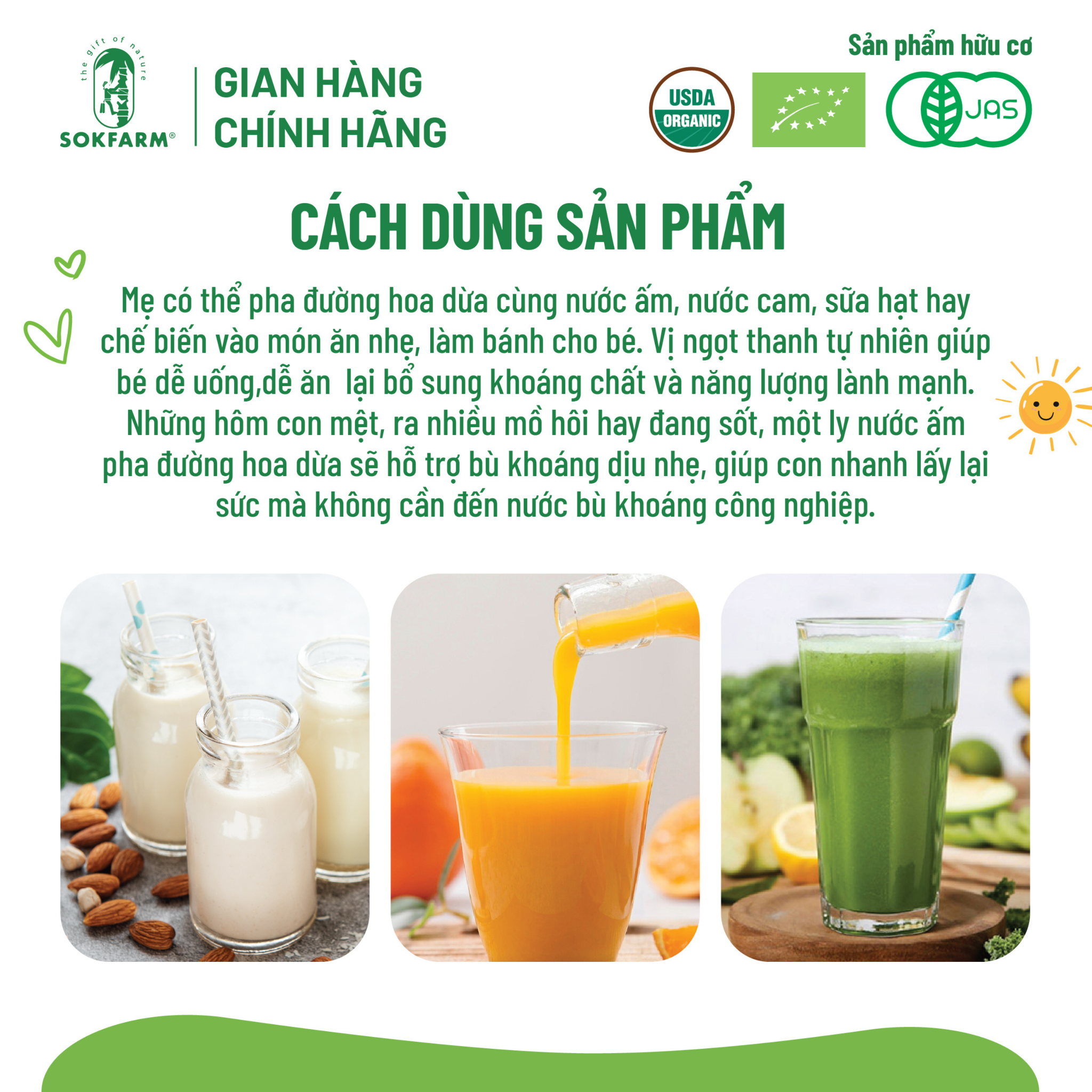 Đường hoa dừa Organic Sokfarm 100g_Cho bé