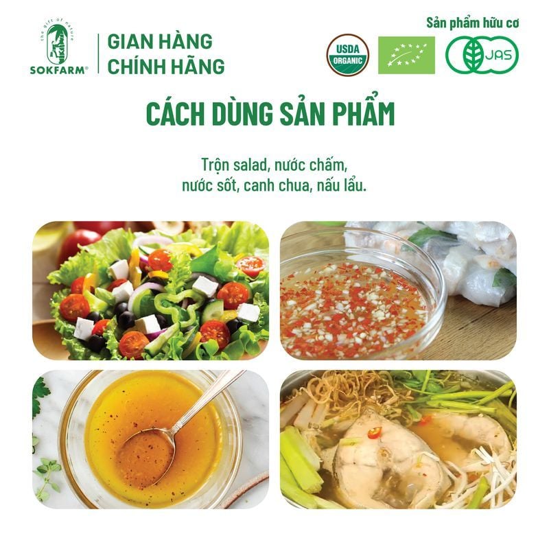 Giấm mật hoa dừa Organic Sokfarm 500ml