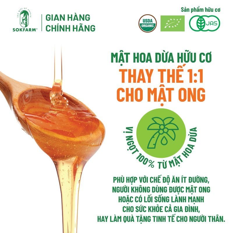 Mật hoa dừa cô đặc Organic Sokfarm 1,4kg