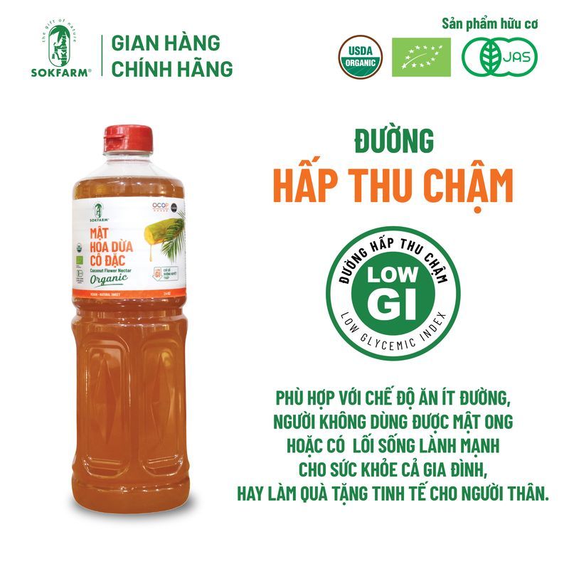 Mật hoa dừa cô đặc Organic Sokfarm 1,4kg