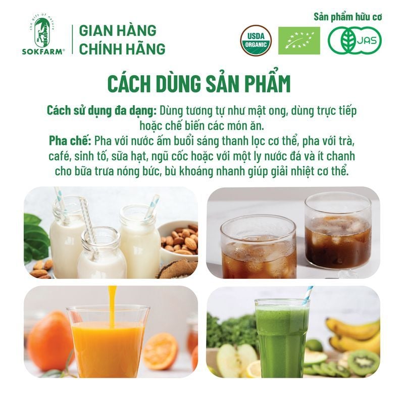 Mật hoa dừa cô đặc Organic Sokfarm 685g