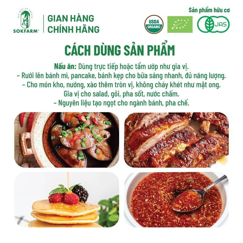 Mật hoa dừa cô đặc Organic Sokfarm 250g