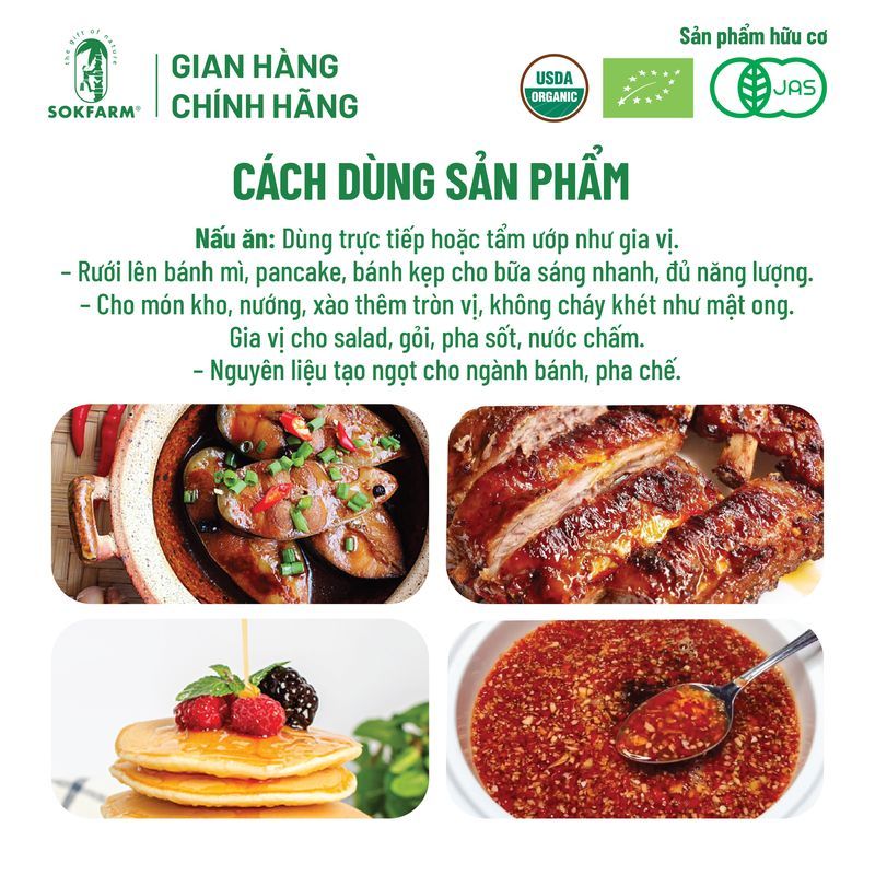 Mật hoa dừa cô đặc Organic Sokfarm 685g