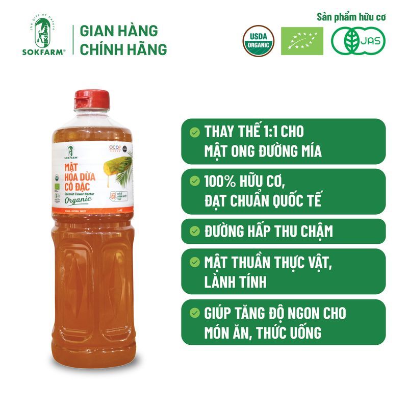 Mật hoa dừa cô đặc Organic Sokfarm 1,4kg
