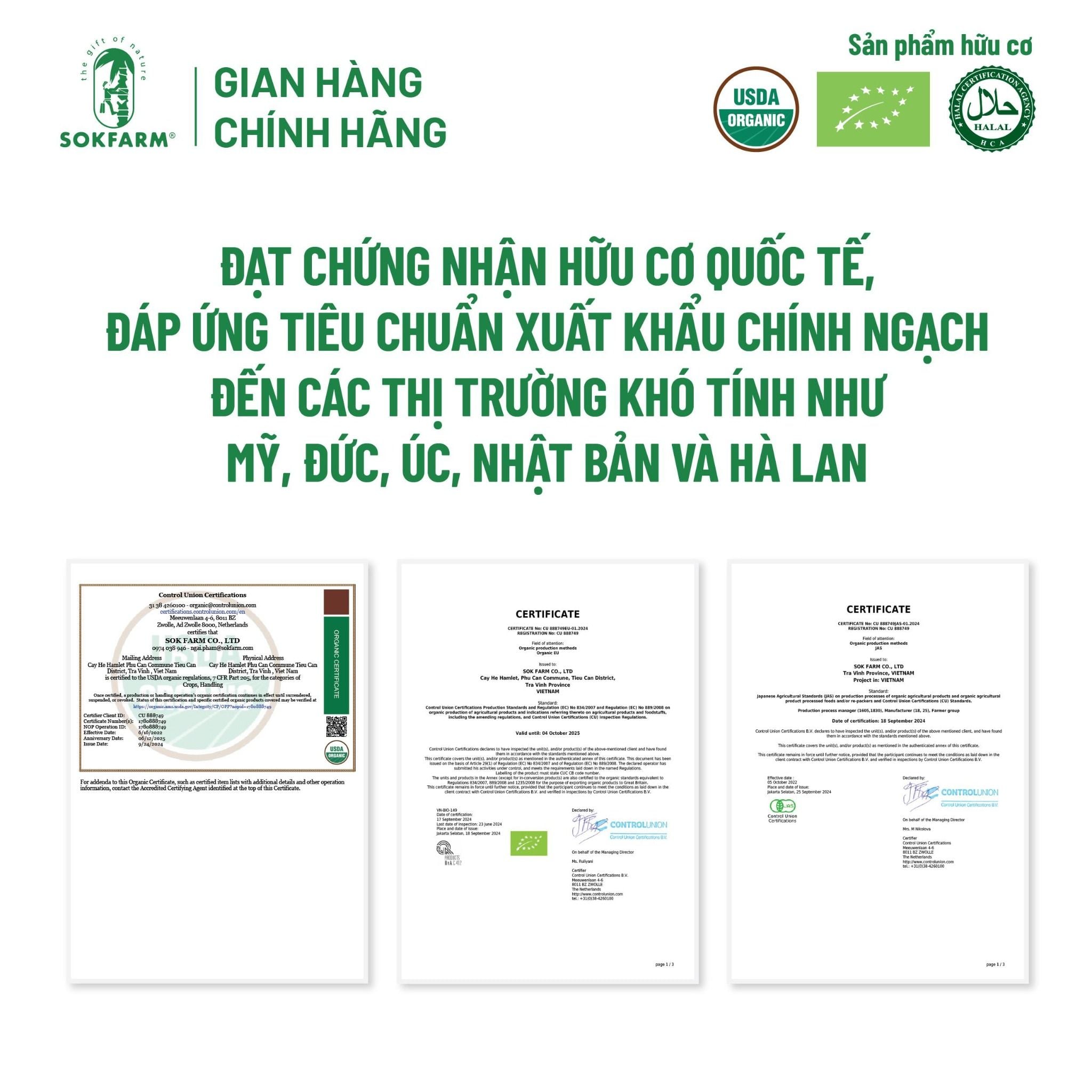 [COMBO 2 HỘP] Mật hoa dừa tươi Organic Sokfarm 330ml - UHT Single