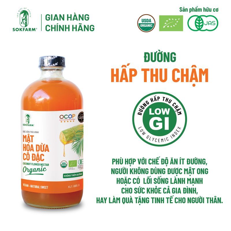 Mật hoa dừa cô đặc Organic Sokfarm 685g