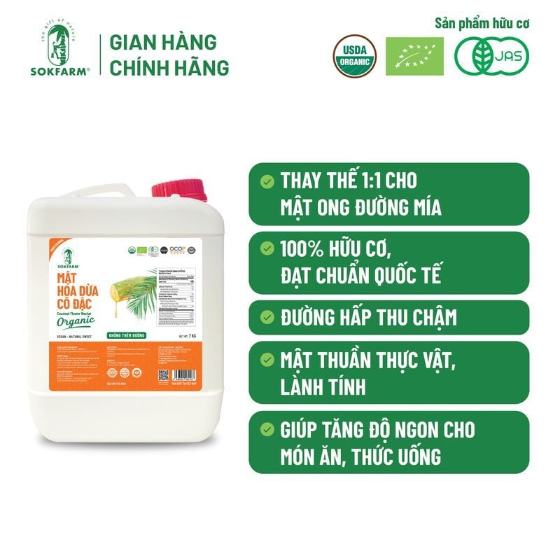 Mật hoa dừa cô đặc Organic Sokfarm 7kg