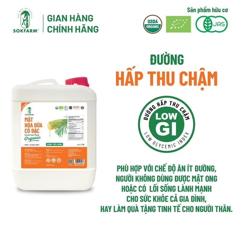 Mật hoa dừa cô đặc Organic Sokfarm 7kg