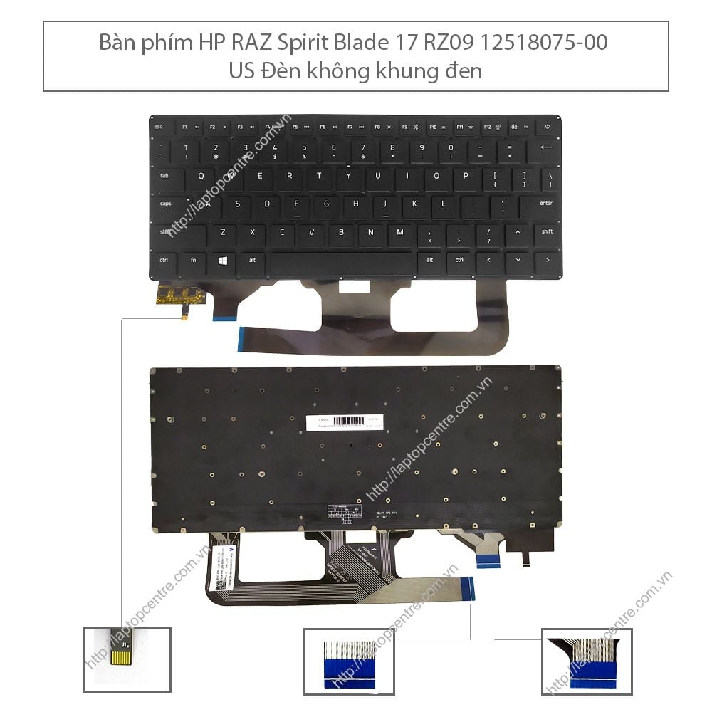  Bàn phím HP Razer Blade Spirit 17 RZ09 12518075-00 US Phím đen Chữ trắng Đèn (ORG +) 
