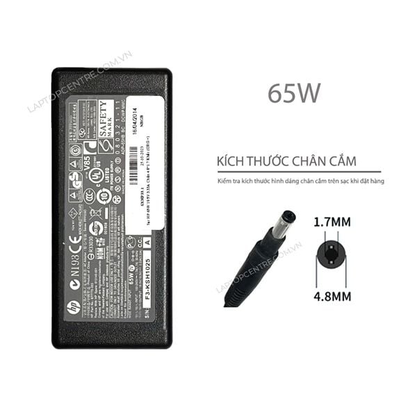  Sạc HP 65W 19.5V 3.33A chân 4.8x1.7 khấc hình chữ nhật (ORG +) 