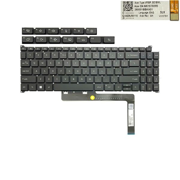  Bàn phím Acer Swift Go 16 SFG16 71 N23C7 US Phím đen Chữ trắng Đèn & SFG16 72 SFG16 72T (ORG +) 