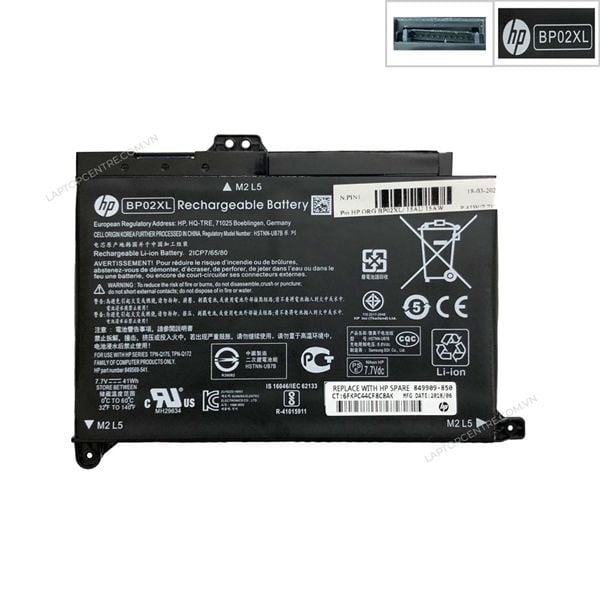  Pin HP Pavilion 15 AU BP02XL 7,7V 41Wh 5325mAh 6cell & 15 AW (ORG +) 