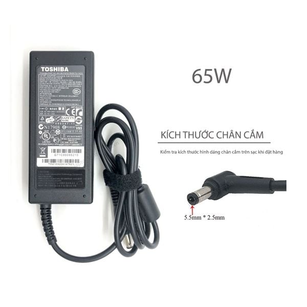  Sạc Toshiba 65W 19V 3.42A chân 5.5x2.5 hình chữ nhật & A10 A200 A300 C640 (HCP +) 