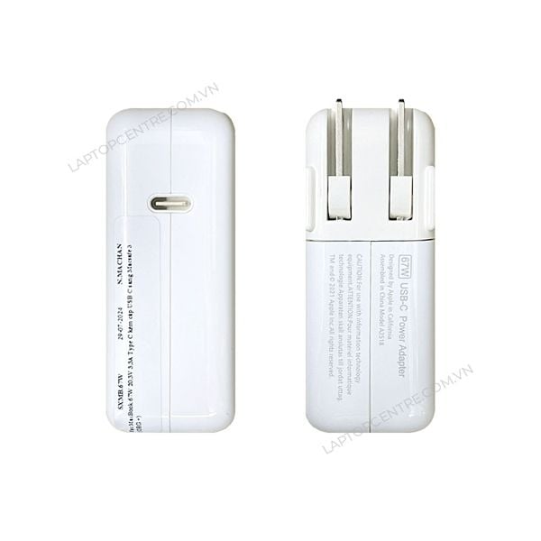  Sạc MacBook 67W 20,3V 3,3A chân Usb C sang Magsafe 3 hình vuông kèm cáp (ORG +) 