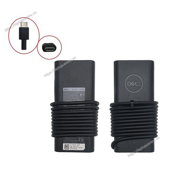 Sạc Dell 65W 20V 3.25A Chân USB C (USB 3.1) Chữ nhật XPS 2021 2022 9380 0VT148 & 7390 9370 9300 9250 E7240 E5320 (ORG +) 